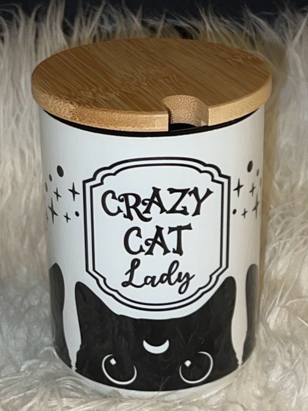 Crazy Cat Lady mug with Bamboo Lid - Black & White